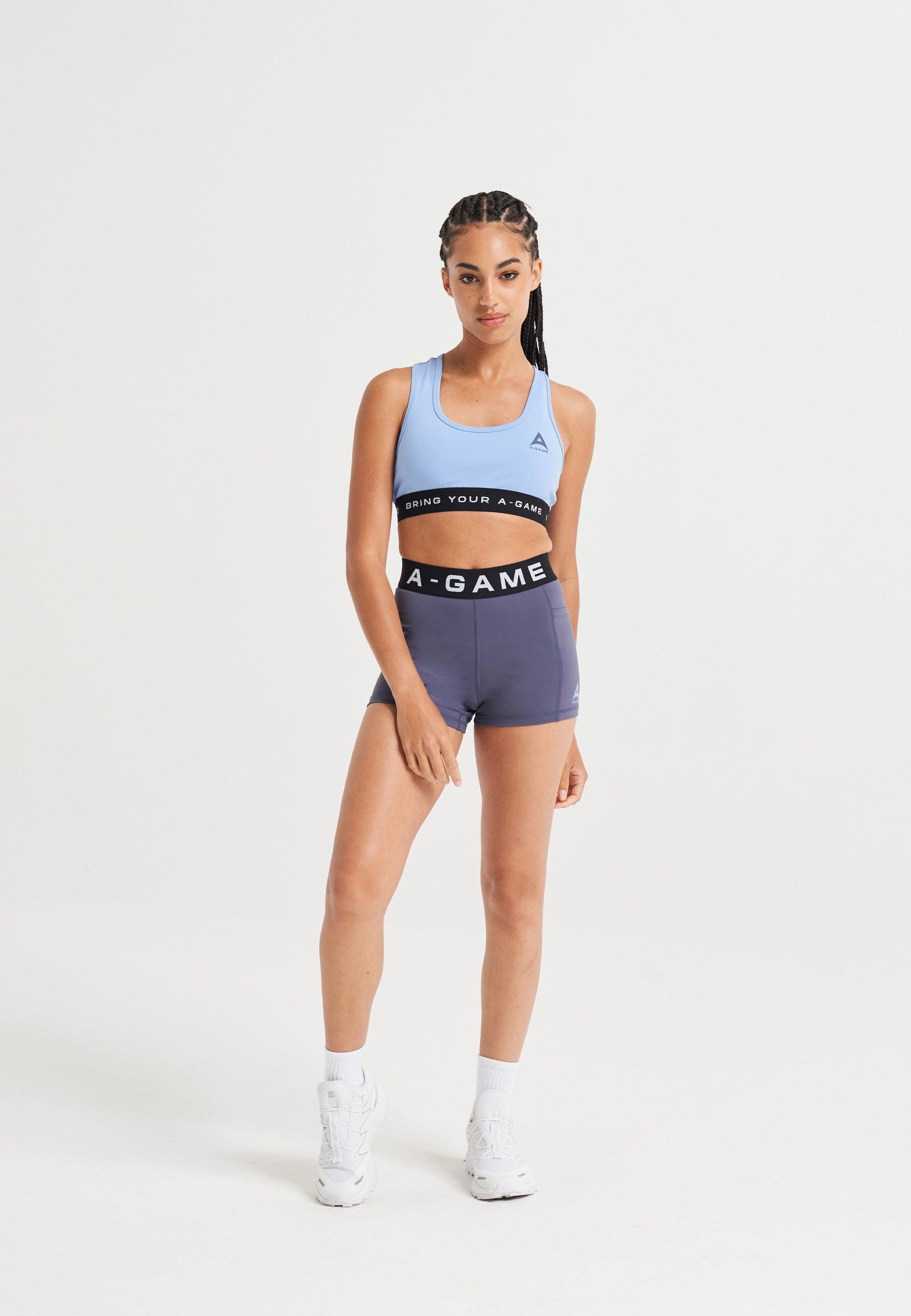 WOMENS A-GAME LOGO TRAINING CROPPED SHORTS - BLUE