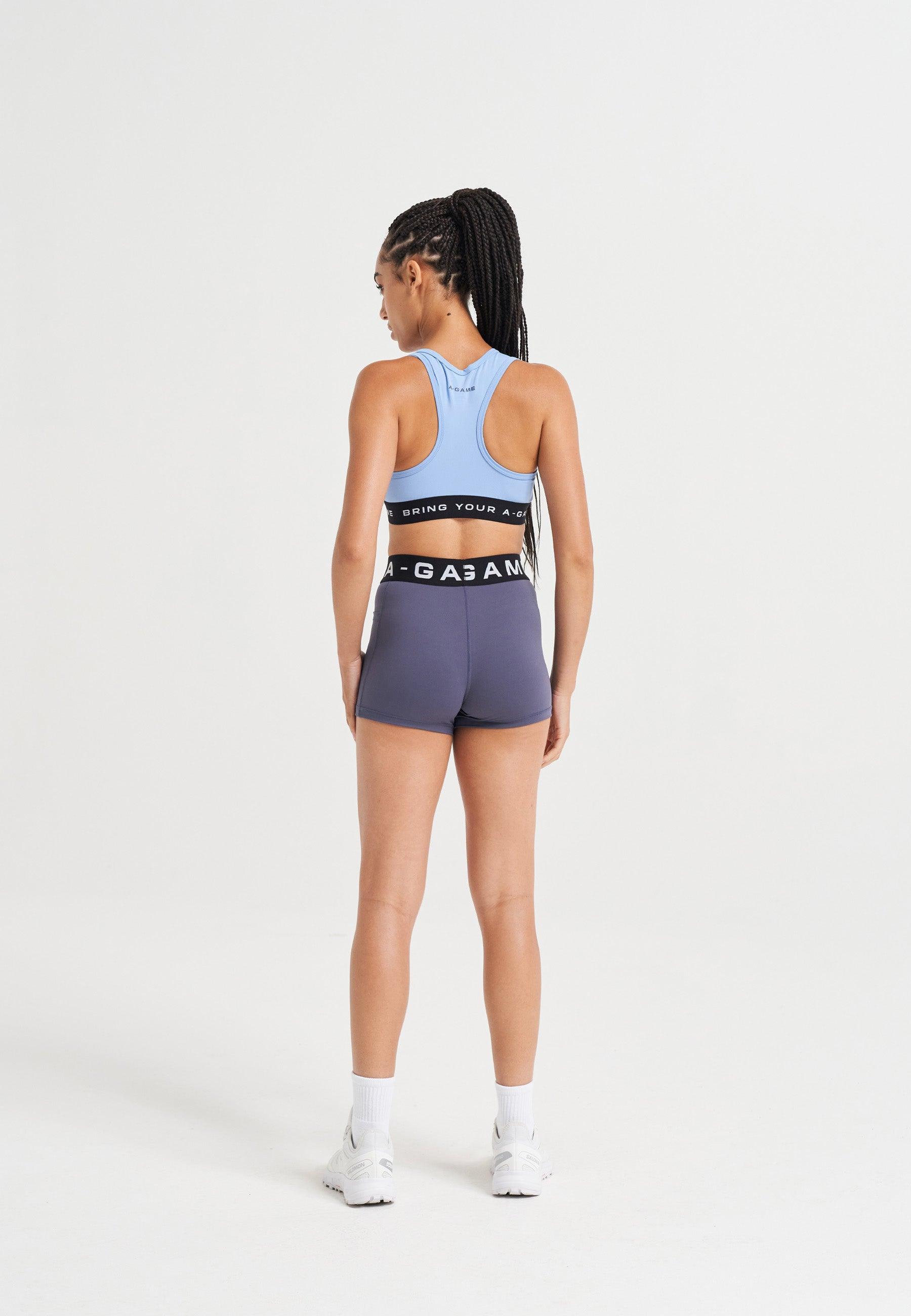 WOMENS A-GAME LOGO TRAINING CROPPED SHORTS - BLUE