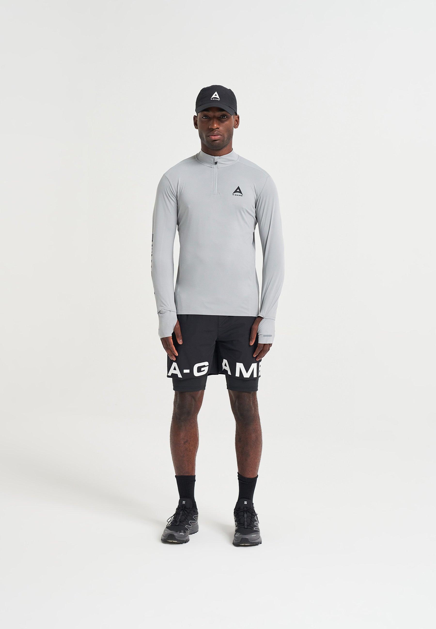 MENS A-GAME PERFORMANCE LONG SLEEVE TRAINING TOP - STEEL GREY
