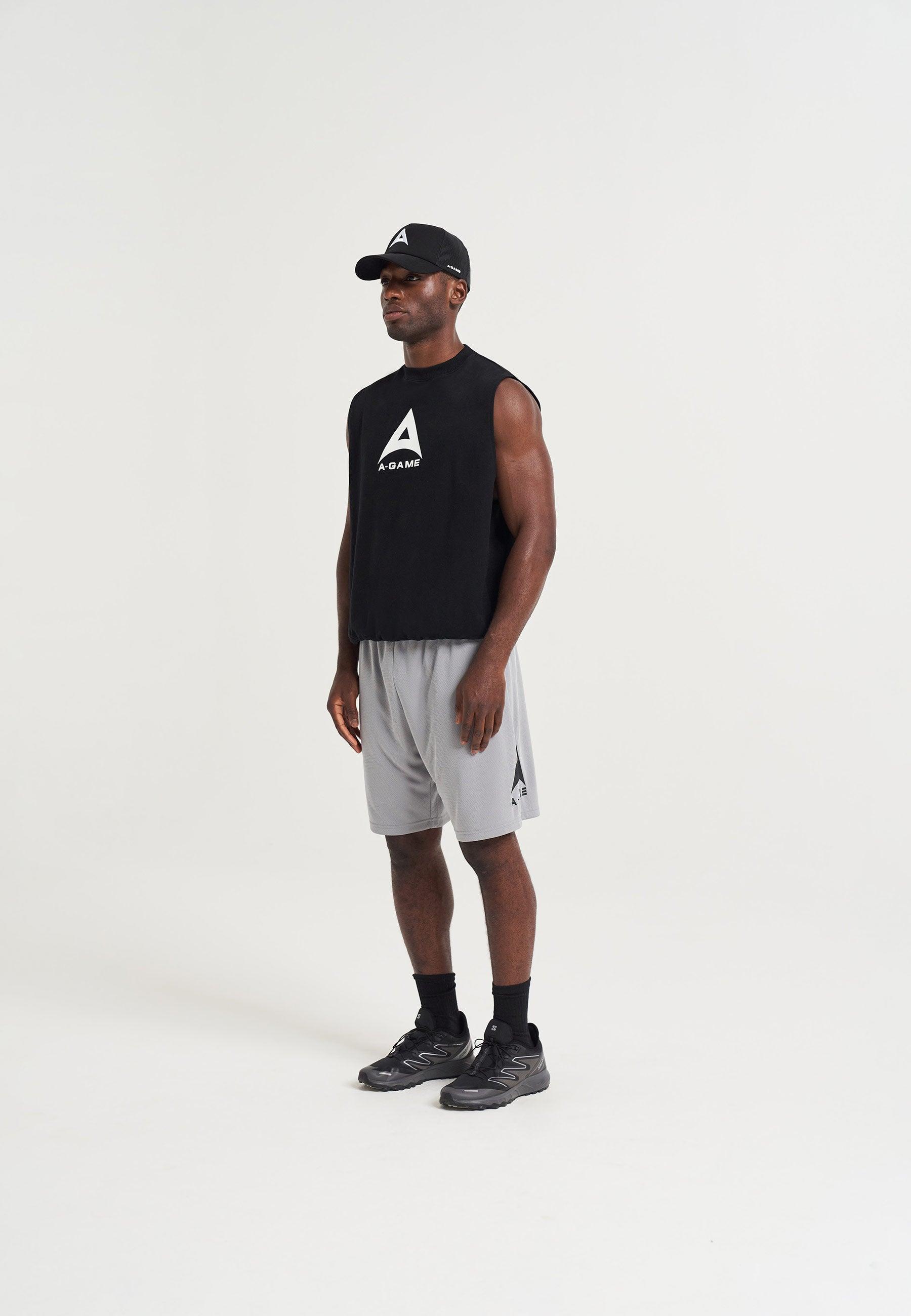 MENS BRING YOUR A-GAME GRAPHIC SLEEVELESS SWEATSHIRT - BLACK