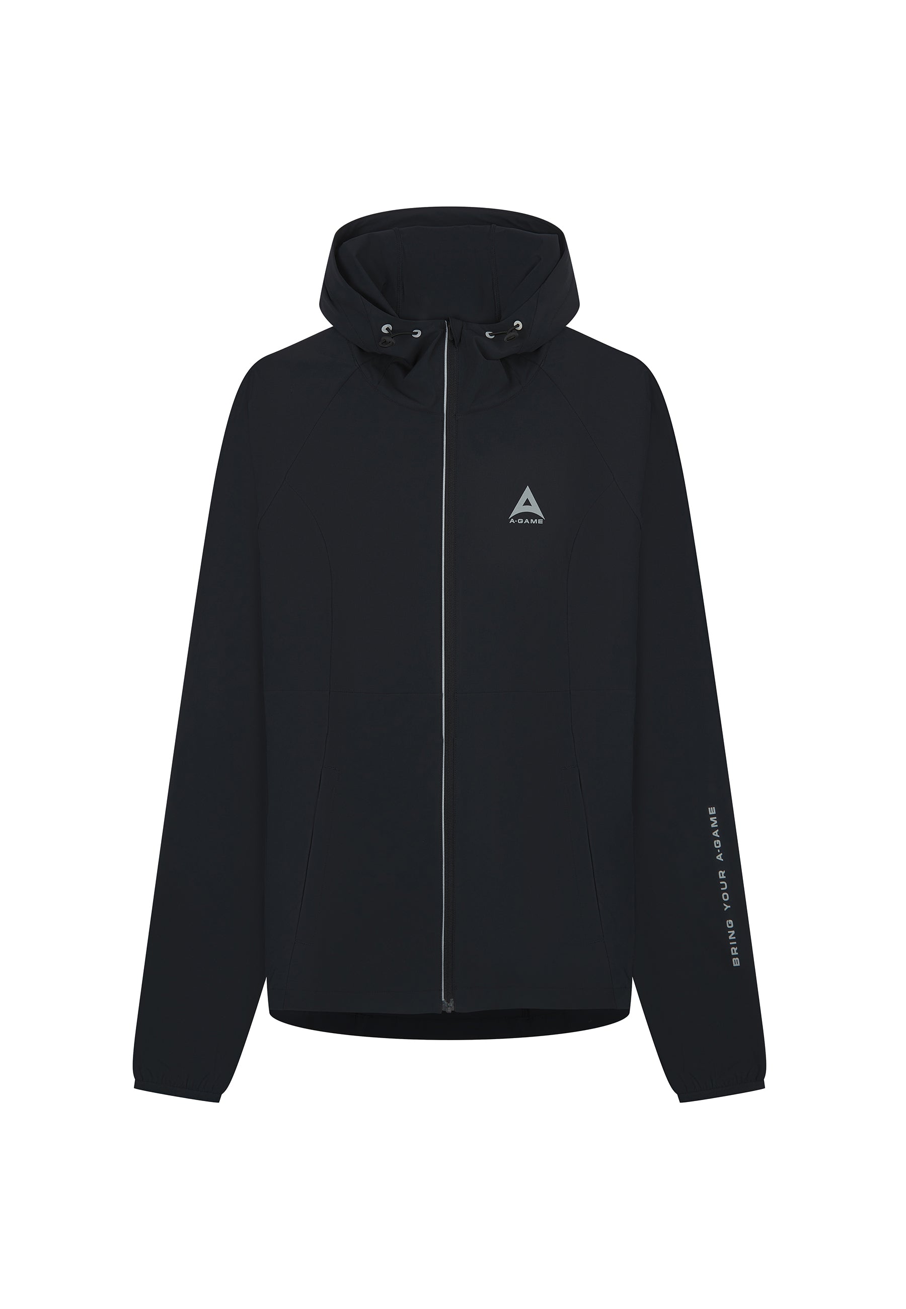 WOMENS A-GAME LIGHTWEIGHT FITTED RUNNING JACKET - BLACK/SILVER