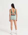 WOMENS A-GAME LAYERED SPORTS BRA - MINT GREEN/DARK GREEN