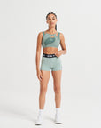 WOMENS A-GAME LAYERED SPORTS BRA - MINT GREEN/DARK GREEN