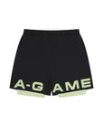 MENS A-GAME 2 IN 1 TRAINING SHORTS - BLACK/LIME