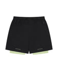 MENS A-GAME 2 IN 1 TRAINING SHORTS - BLACK/LIME