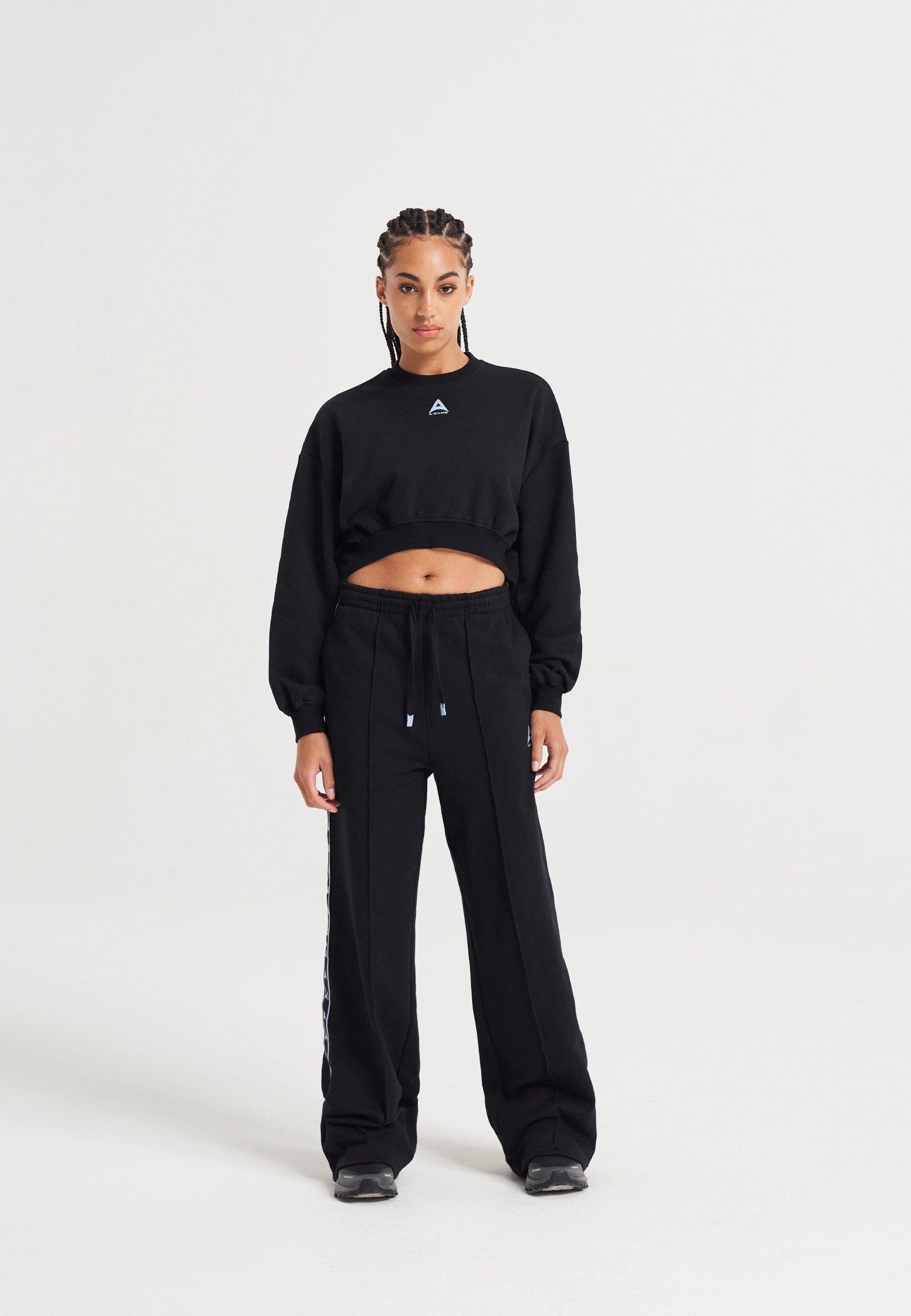 WOMENS BRING YOUR A-GAME CROPPED SWEATSHIRT - BLACK