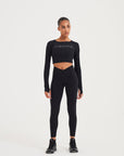 WOMENS A-GAME HIGH WAISTED WRAPPED YOGA LEGGINGS - BLACK