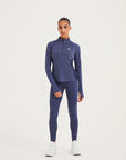 WOMENS A-GAME QUARTER ZIP FITTED TRAINING TOP - BLUE