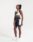 WOMENS A-GAME LAYERED SPORTS BRAS - NAVY/LIME