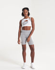 WOMENS A-GAME LAYERED SPORTS BRAS - WHITE/GREY