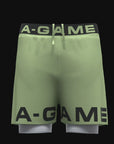 MENS A-GAME 2 IN 1 TRAINING SHORTS - LIME/BLACK/WHITE